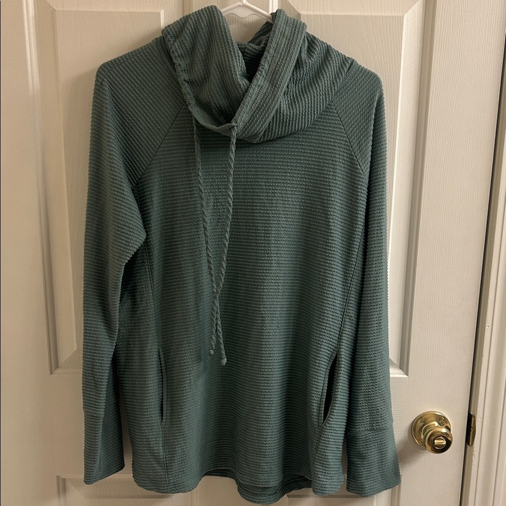 Pink Clover Teal Cowl Neck Sweater